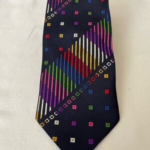 Etro Milano Men's Black Multi-Color Patterned Silk Tie